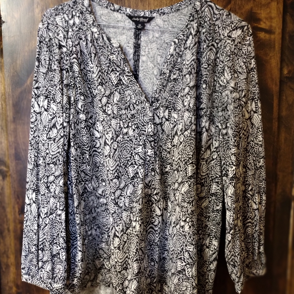 Lucky Brand Black and White Floral Blouse
